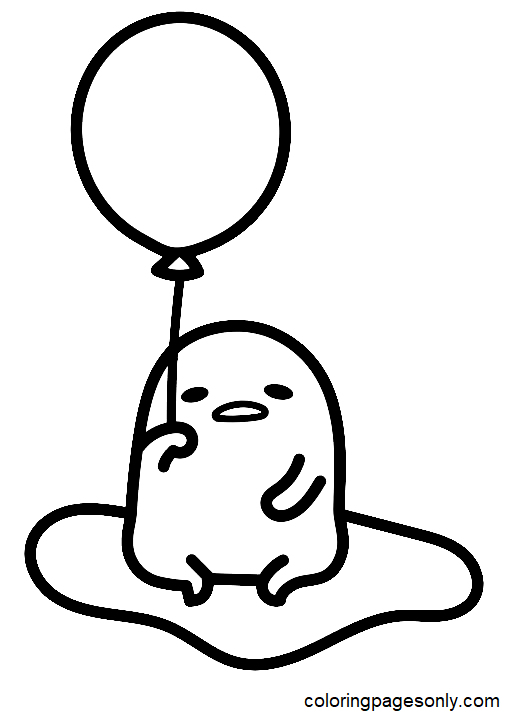 Gudetama with Balloon Coloring Pages