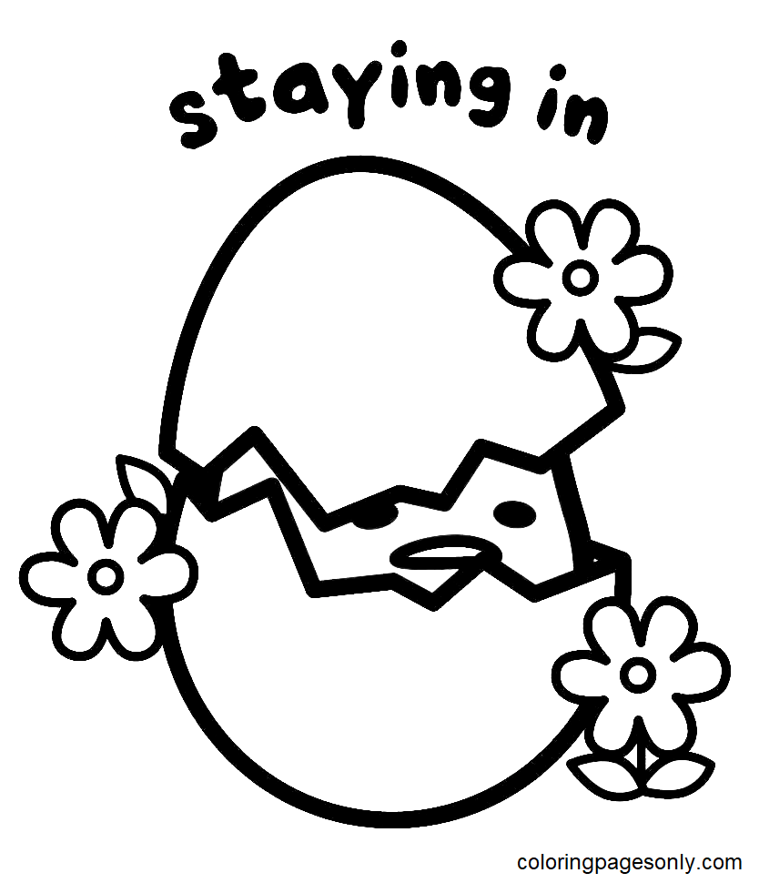 Gudetama with Flowers Coloring Page