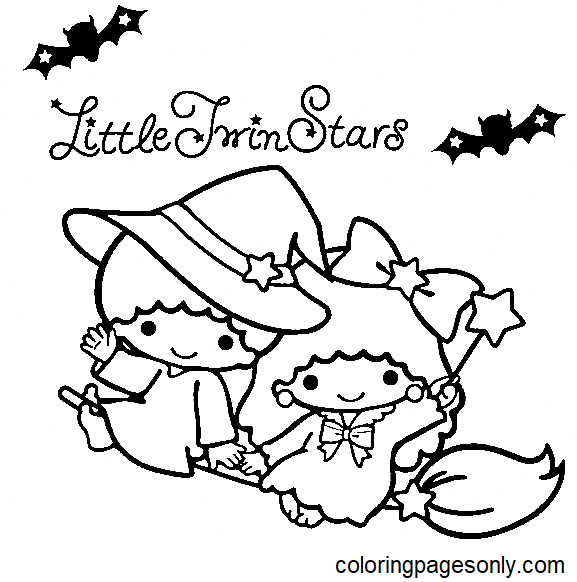 Halloween Little Twin Stars Coloring Page
