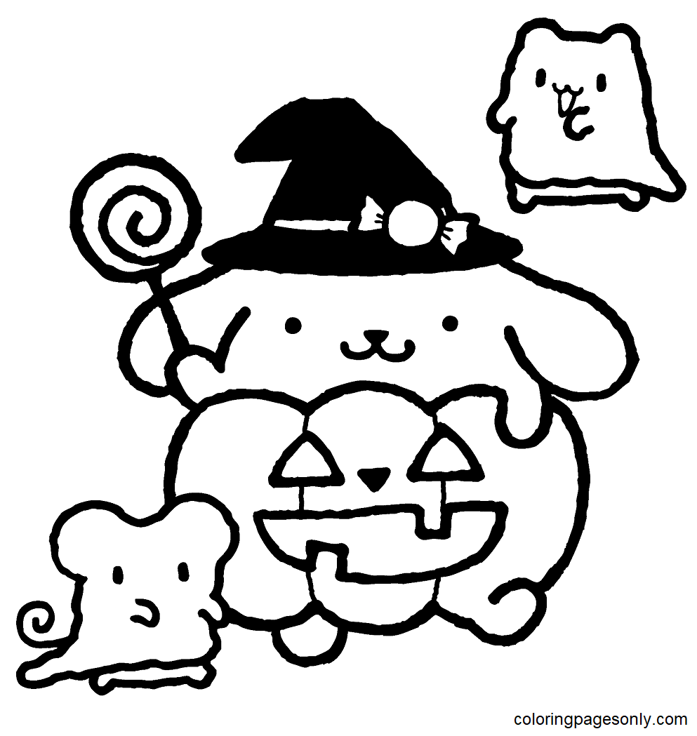 Halloween Pompompurin Coloring Pages