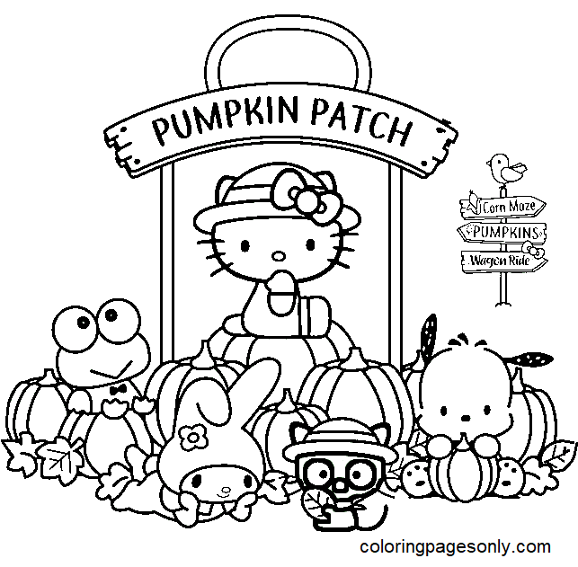 Halloween Sanrio Coloring Pages