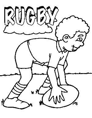 Coloriage garçon heureux jouant au rugby