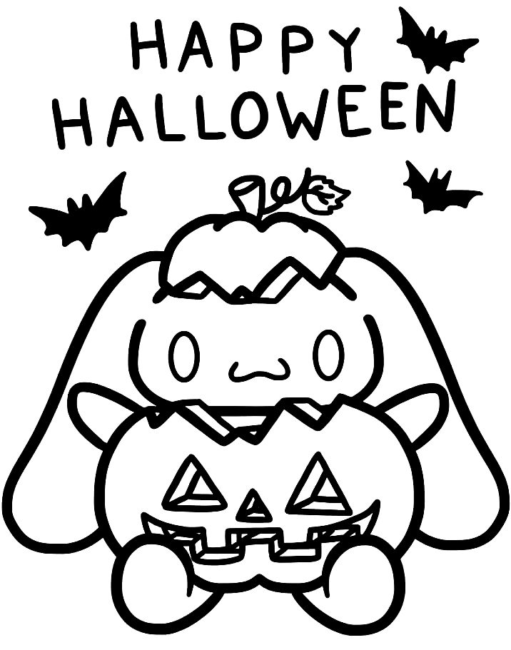 Happy Halloween Cinnamoroll Coloring Page