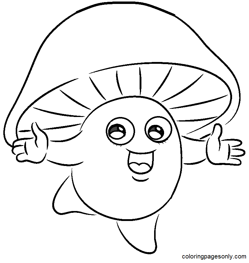Happy Mushroom Dancing Coloring Pages