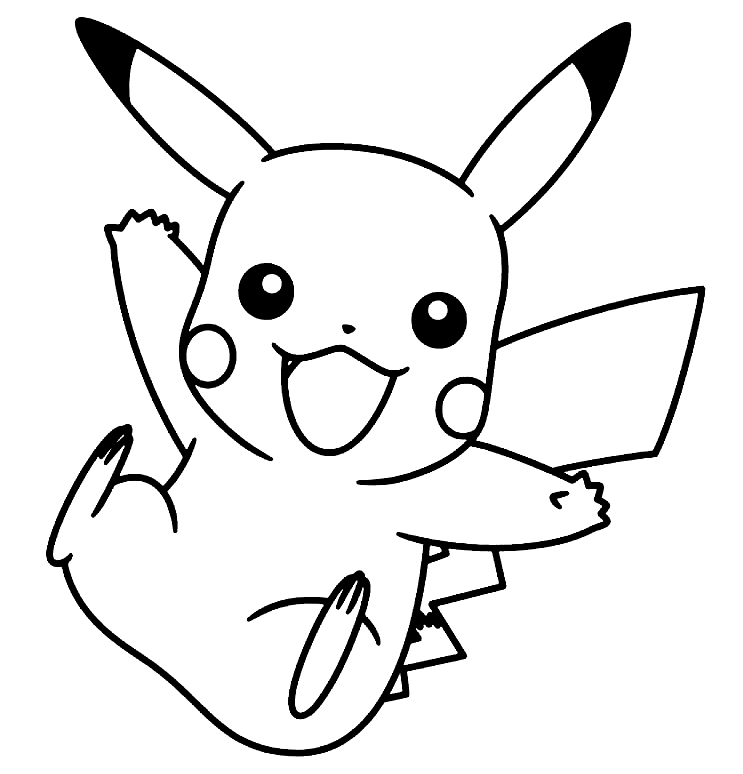 Happy Pikachu for Kids Coloring Page