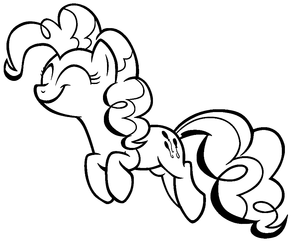 Desenho para colorir feliz Pinkie Pie correndo