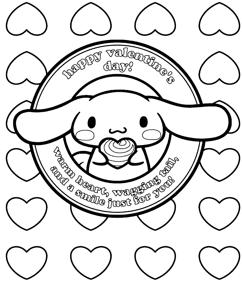 Happy Valentine Cinnamoroll Coloring Pages