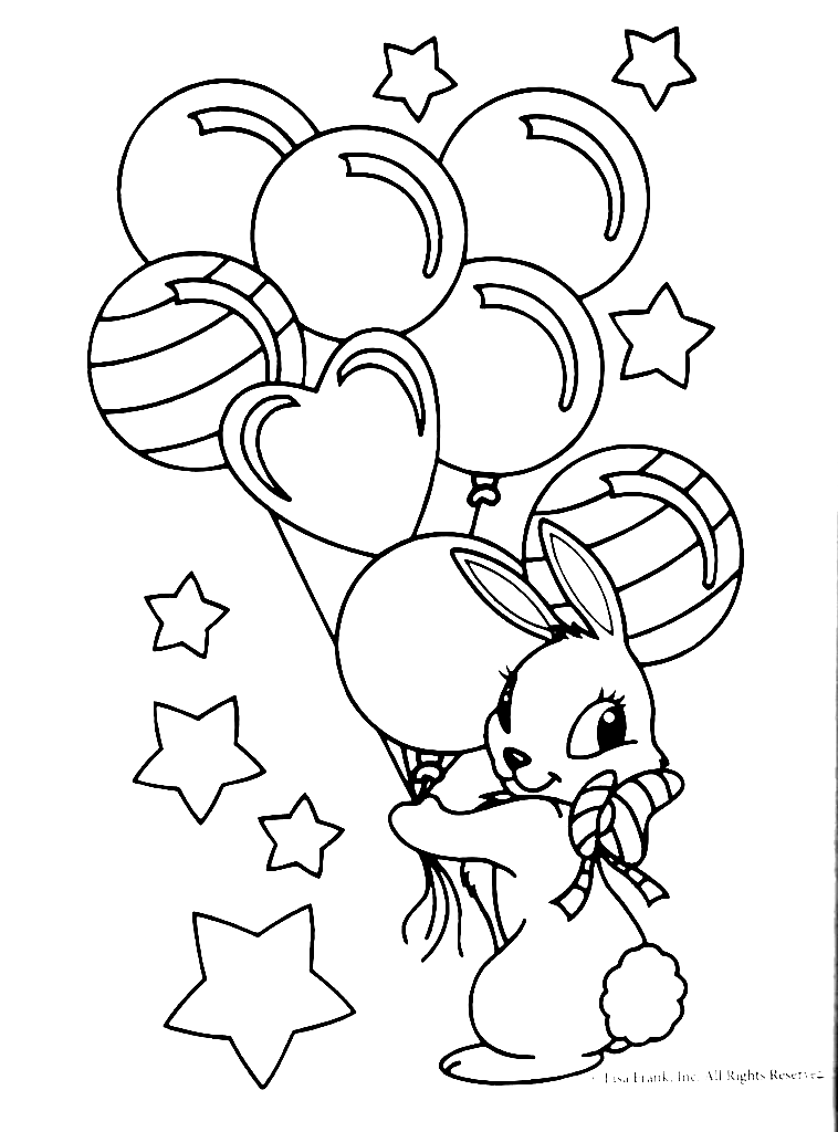 Hare with Balloons Coloring Page