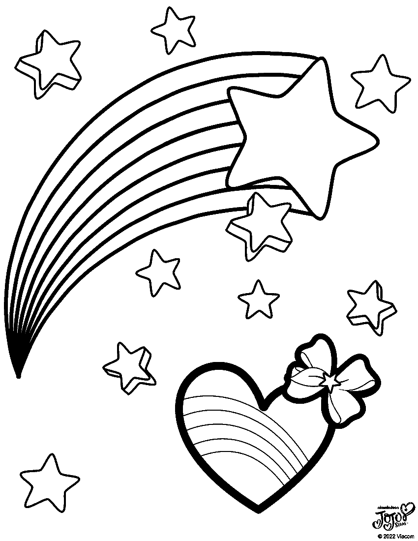 Desenho de Coração e Estrelas de Jojo Siwa para colorir