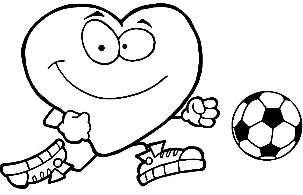 Corazón con balón de fútbol de fútbol.