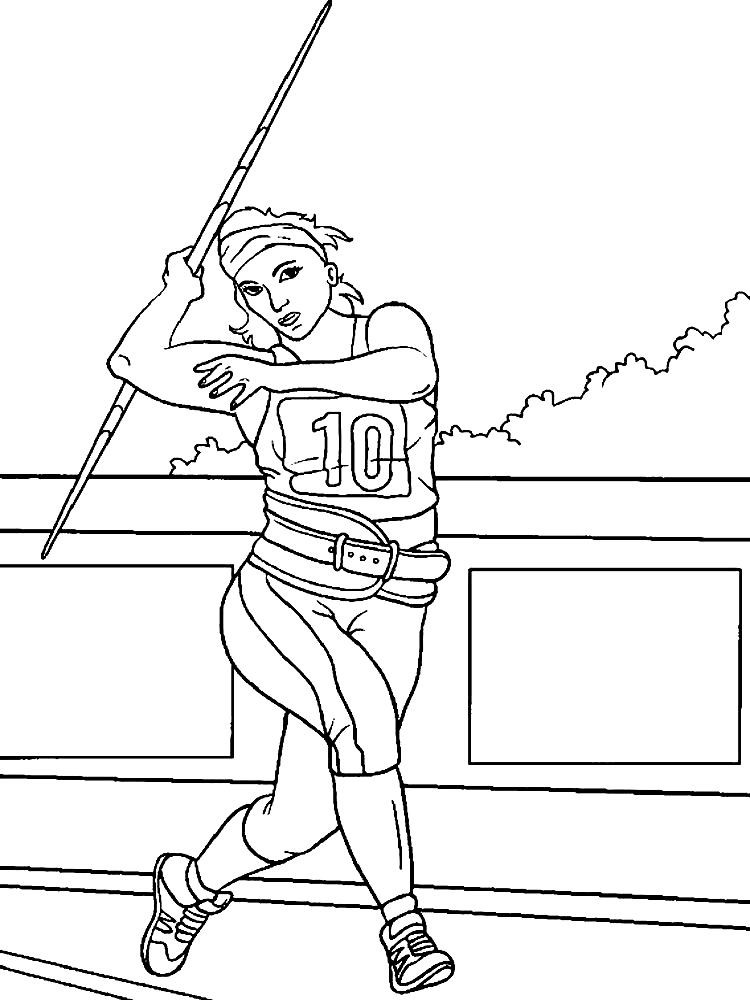 Desenho olímpico de lançamento de dardo para colorir