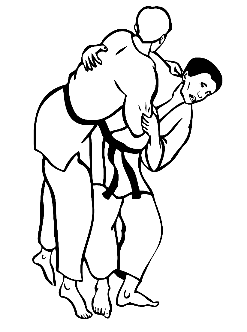 Pagina da colorare di lotta di judo