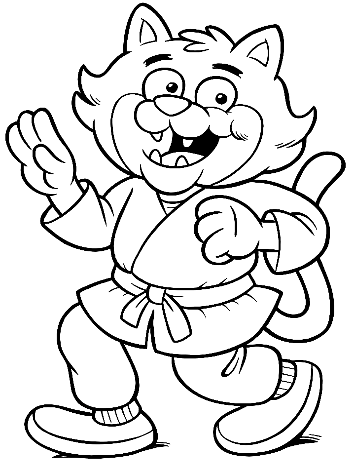 Karate Cat Coloring Page