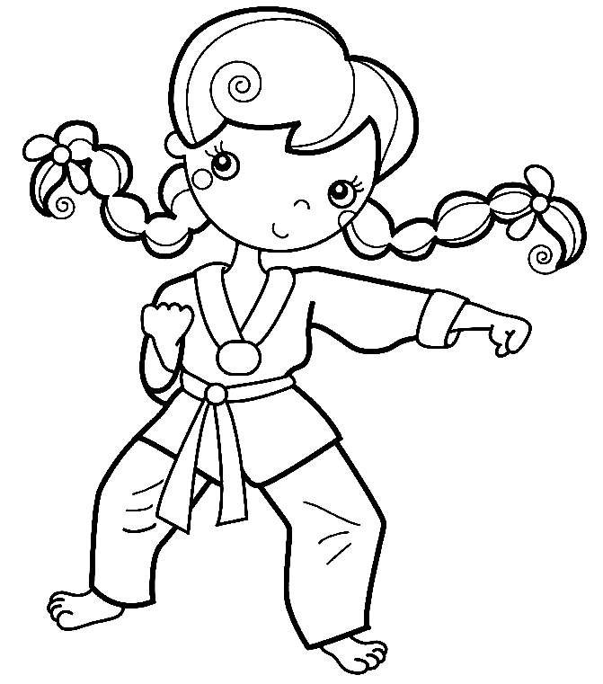 Karate Girl Coloring Page