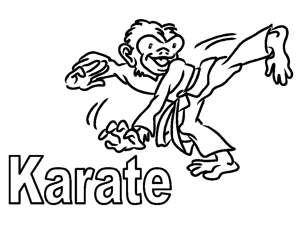 Karate Aap Kleurplaat