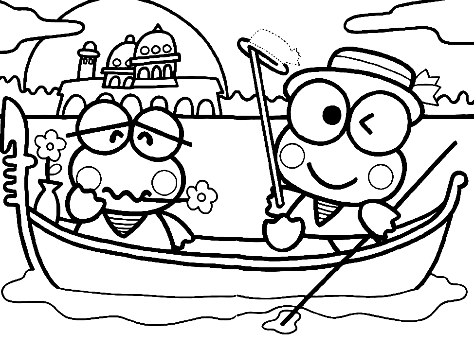 Keroppi Rowing Coloring Pages