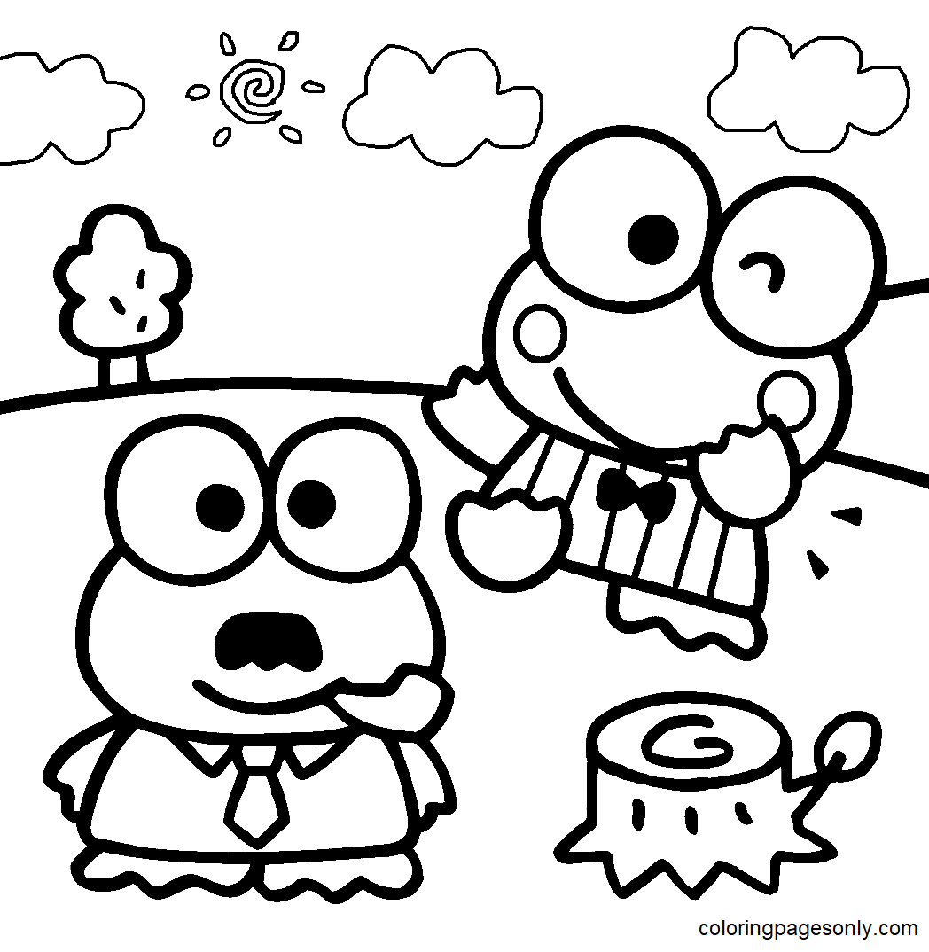 Keroppi and Dad Coloring Page