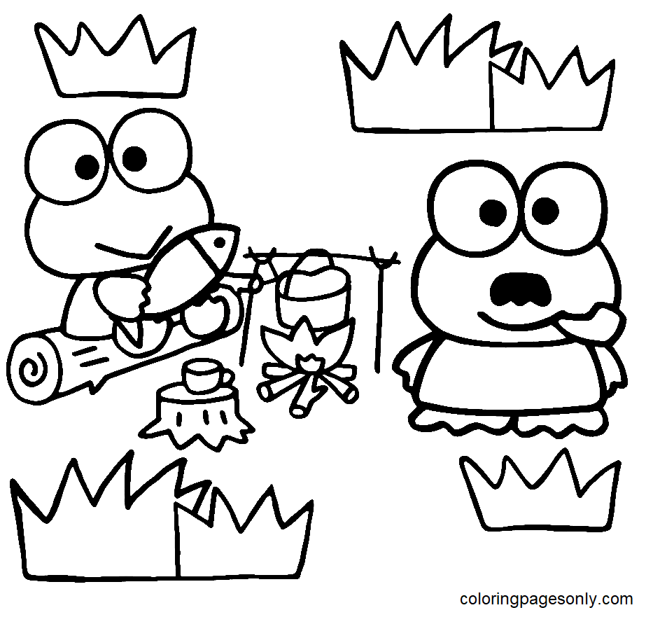 Keroppi and Father Keroppa Coloring Pages