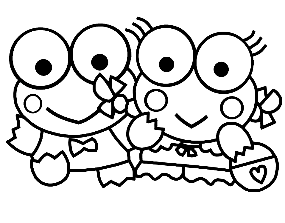 Keroppi with Girlfriend Coloring Page