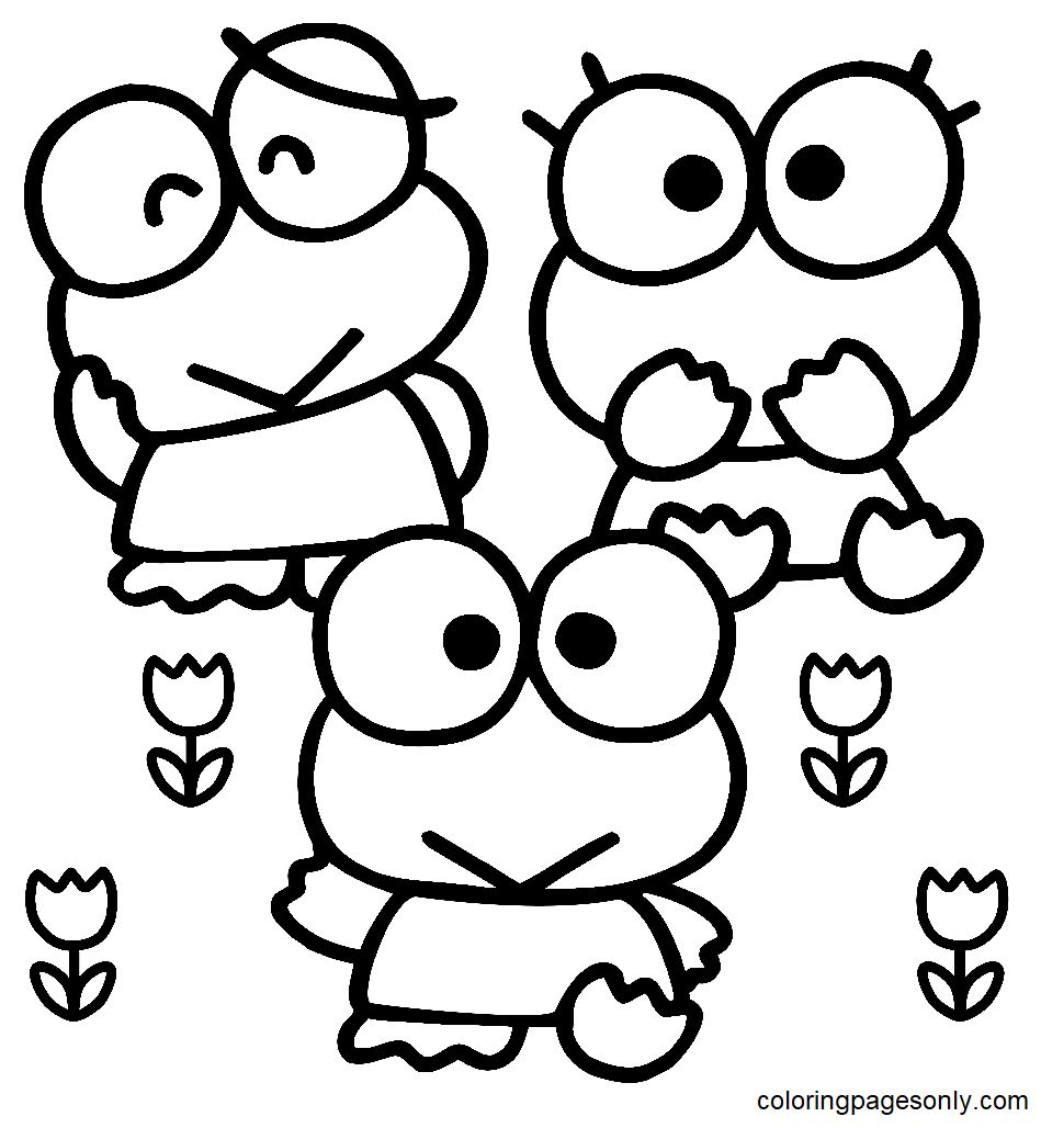 Keroppi With Pikki And Korropi Coloring Pages
