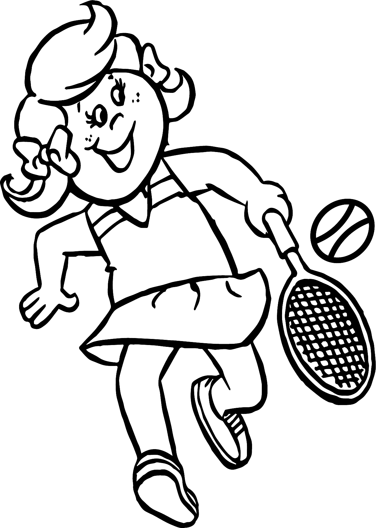 Desenho de criança jogando tênis para colorir