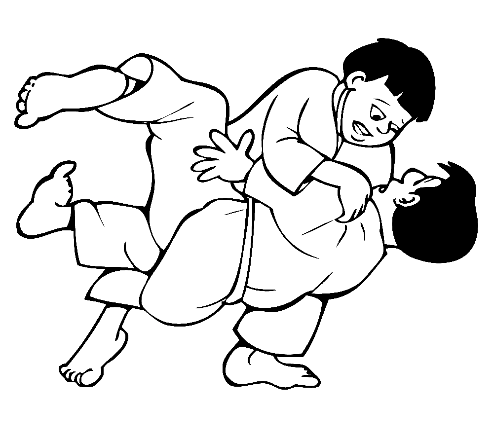 Lucha de judo para niños de artes marciales.