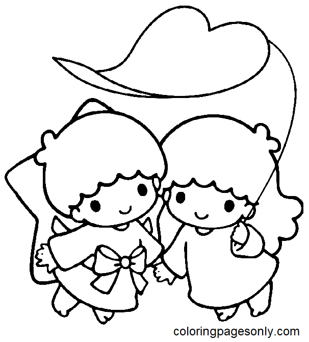 Kiki with Lala Little Twin Stars Coloring Page