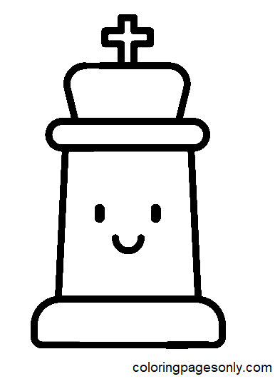 King Cute Chess Piece Coloring Page