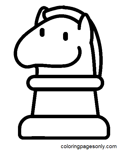 Knight Cute Chess Piece Coloring Pages