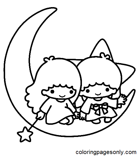 Lala and Kiki on Moon Coloring Page