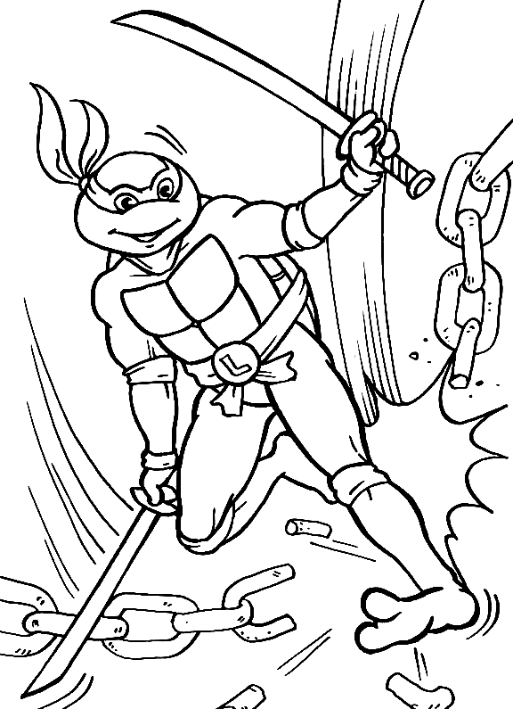 Leonardo con le spade delle Tartarughe Ninja