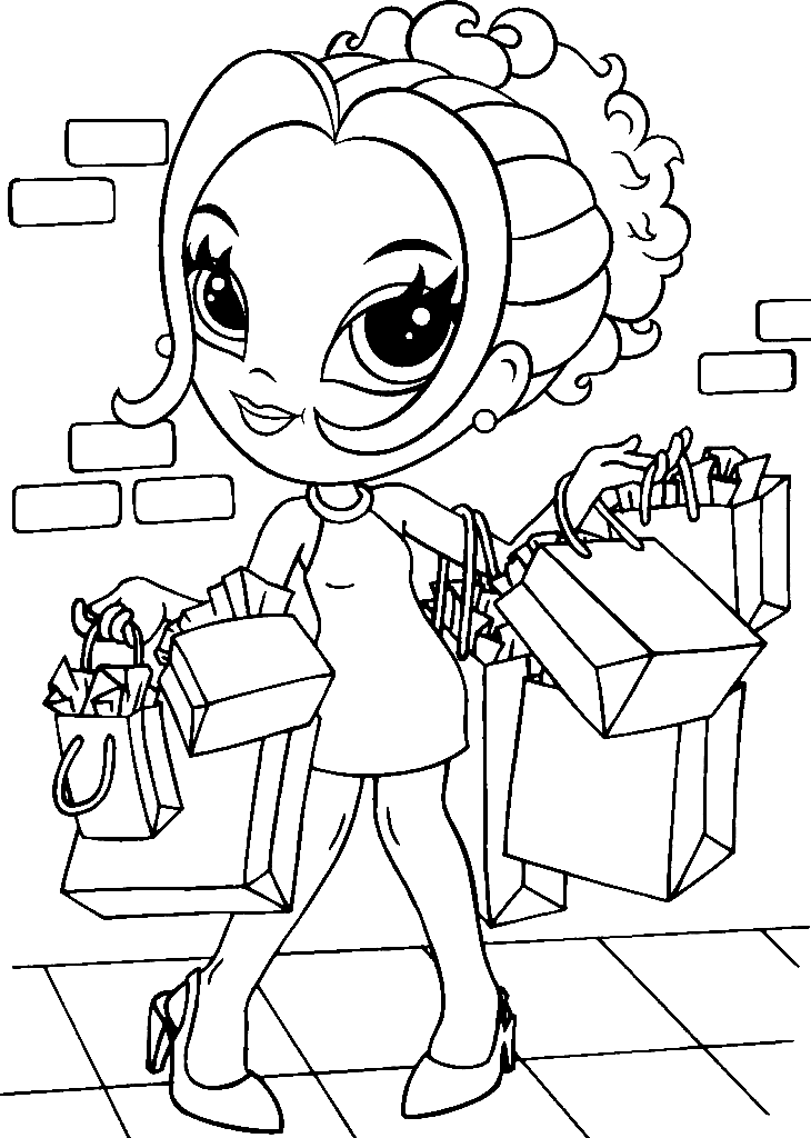 Dibujo de Lisa Frank va de compras para colorear