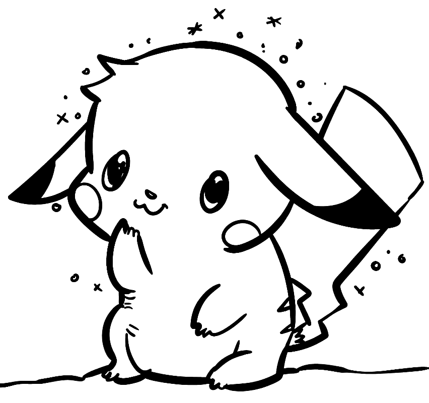 Little Adorable Pikachu Coloring Page