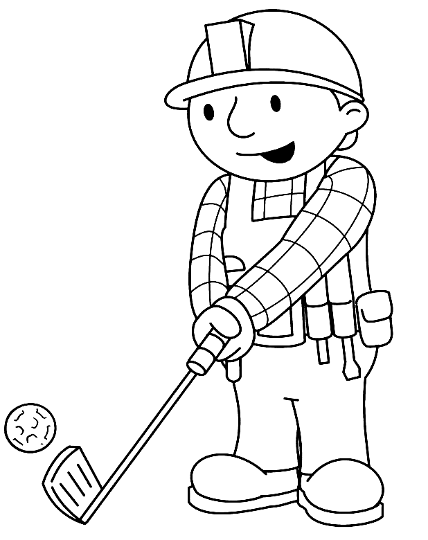 Coloriage petit garçon jouant au golf