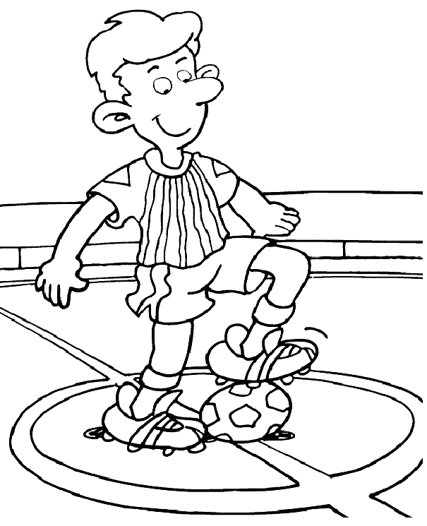 Little Boy with Soccer Ball Coloring Page