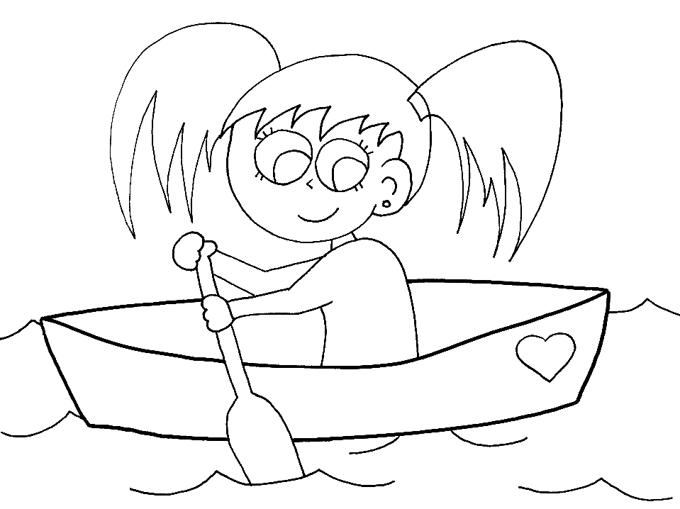 Little Girl Rowing Coloring Pages