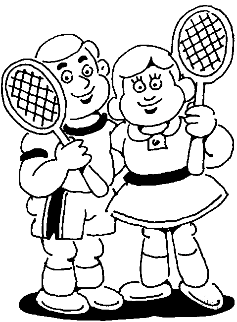 Раскраска Маленькие теннисисты