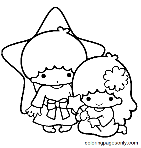 Little Twin Stars Kiki and Lala Coloring Pages