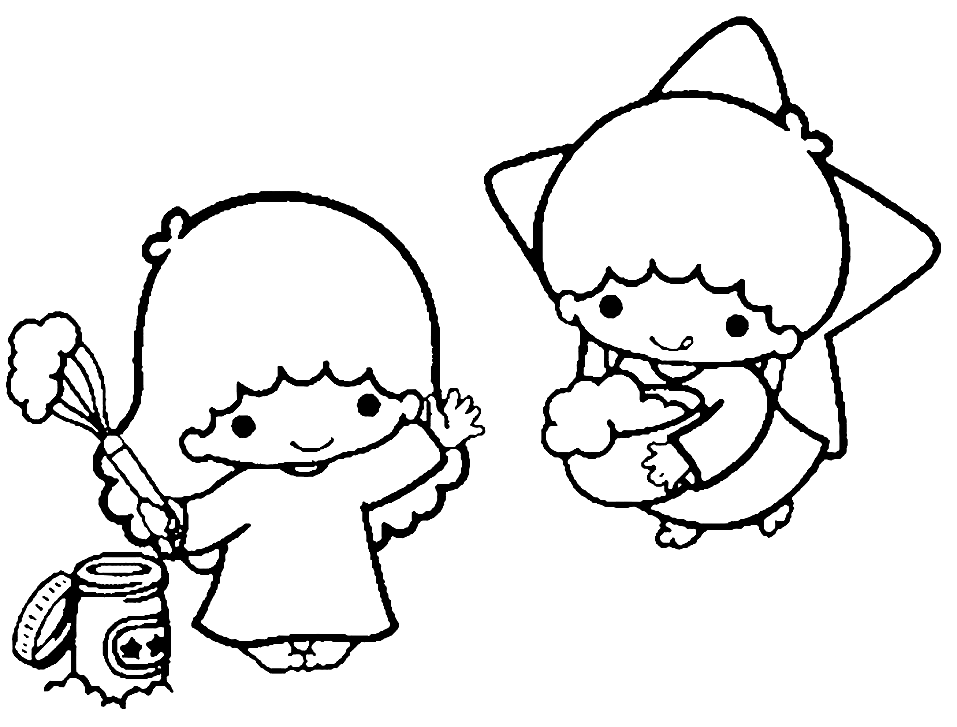 Little Twin Stars Lala With Kiki Coloring Pages
