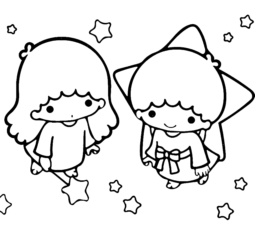 Little Twin Stars Pictures Coloring Page - Free Printable Coloring Pages
