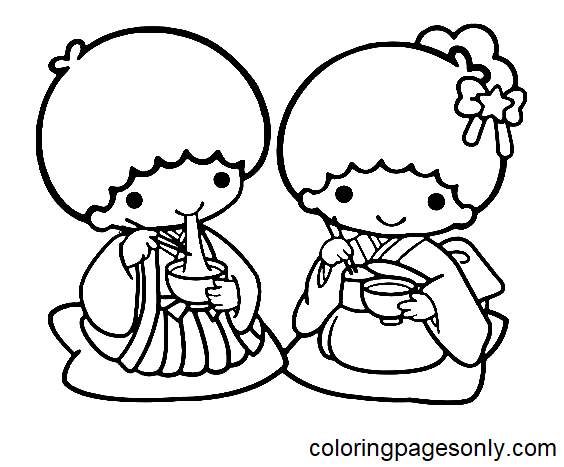 Little Twin Stars Printable Coloring Pages