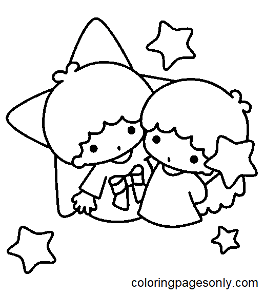Little Twin Stars Sanrio Coloring Page
