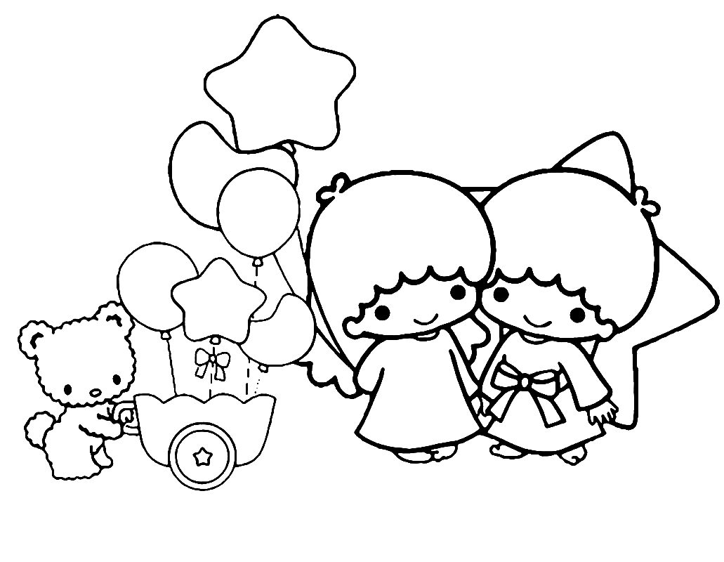 Little Twin Stars Sheets Coloring Page