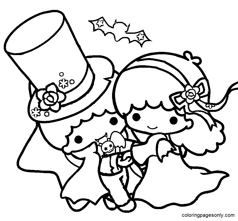 Little Twin Stars on Halloween Coloring Pages