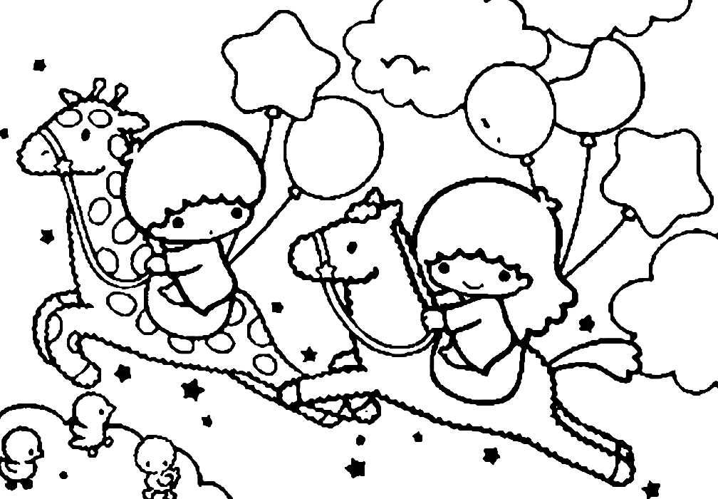 Little Twin Stars to print Coloring Page
