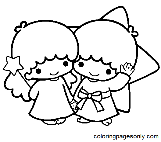 Adorável Lala e Kiki Página para colorir
