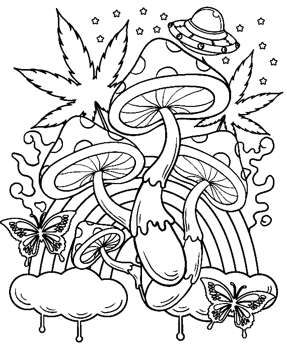 Раскраска Волшебные грибы