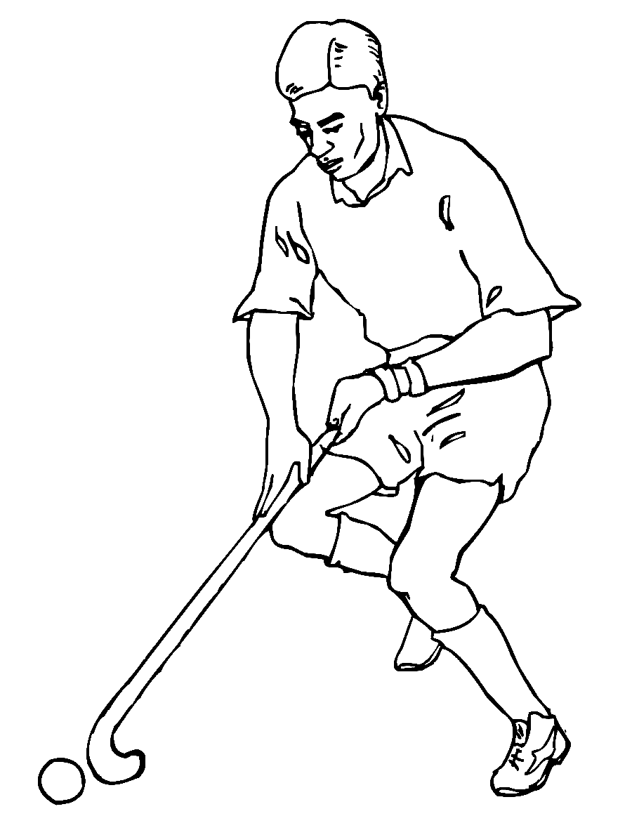 Uomo che gioca a hockey su prato da hockey su prato