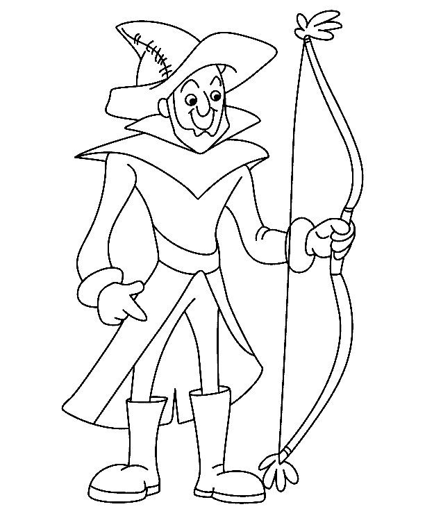 Homem com arco de arco e flecha para colorir