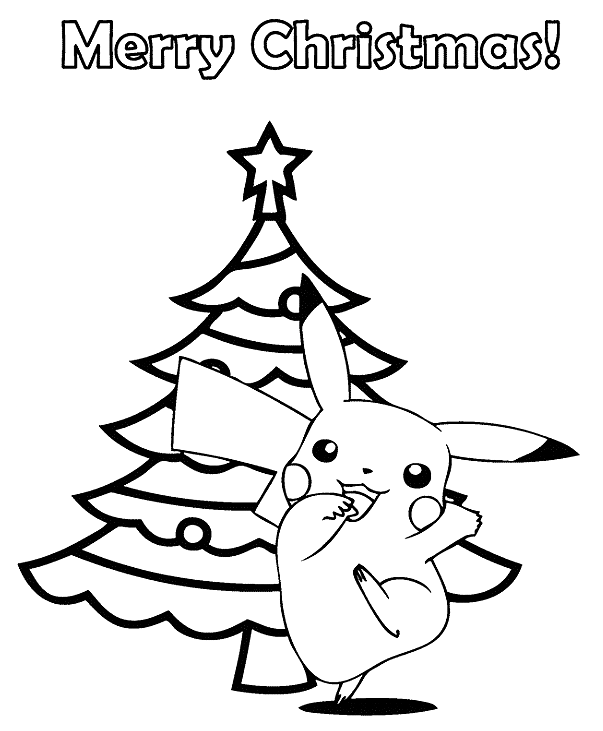 Feliz Navidad Pikachu Página Para Colorear